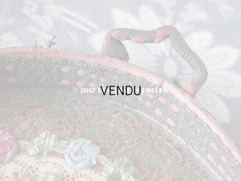 画像5: 19世紀末 アンティーク ロココトリム リボン刺繍 リボンワークのトレイ　