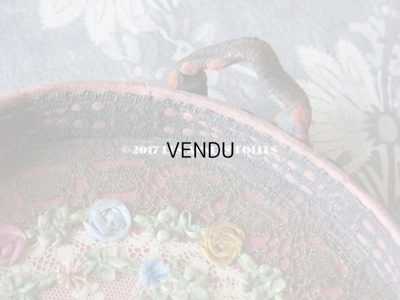 画像4: 19世紀末 アンティーク ロココトリム リボン刺繍 リボンワークのトレイ　