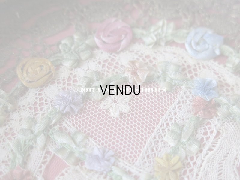 画像6: 19世紀末 アンティーク ロココトリム リボン刺繍 リボンワークのトレイ　