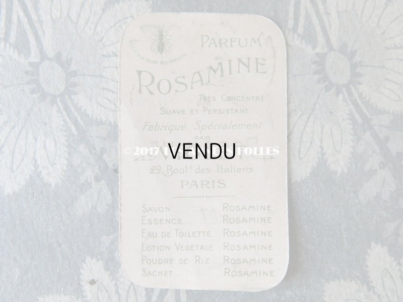 画像4: 1922年 アンティーク パフュームカード  PARFUM ROSAMINE - VIOLET PARIS -