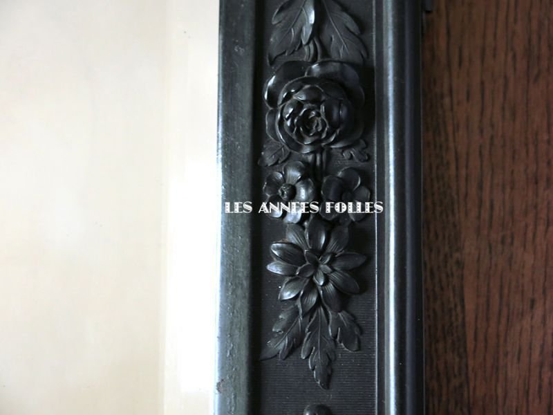 画像10: ＊蚤の市＊19世紀 アンティーク ナポレオン3世 大きな木製 ミラー 薔薇とリボンのガーランド 34.8×42cm