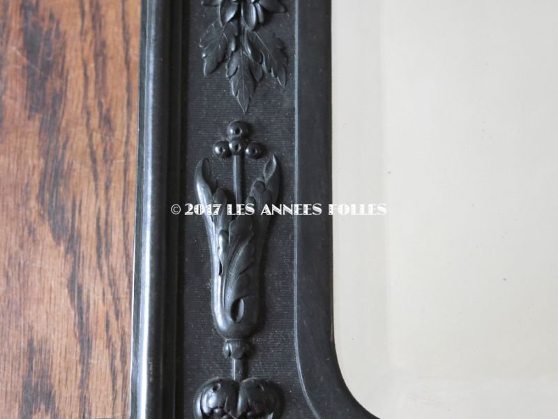 画像8: ＊蚤の市＊19世紀 アンティーク ナポレオン3世 大きな木製 ミラー 薔薇とリボンのガーランド 34.8×42cm