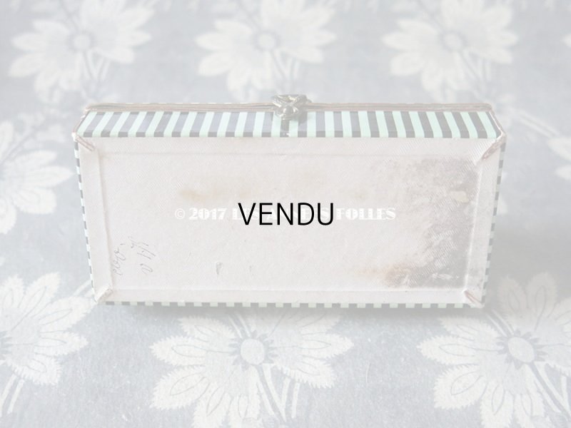 画像5: 19世紀 アンティーク ナポレオン3世時代 お菓子箱 木箱 ドラジェ & チョコレート 黒＆ミントグリーンのストライプ