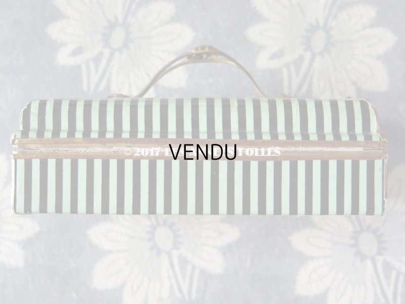 画像7: 19世紀 アンティーク ナポレオン3世時代 お菓子箱 木箱 ドラジェ & チョコレート 黒＆ミントグリーンのストライプ