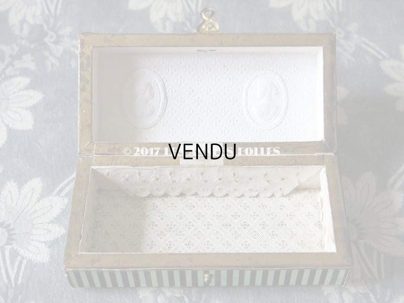 画像11: 19世紀 アンティーク ナポレオン3世時代 お菓子箱 木箱 ドラジェ & チョコレート 黒＆ミントグリーンのストライプ