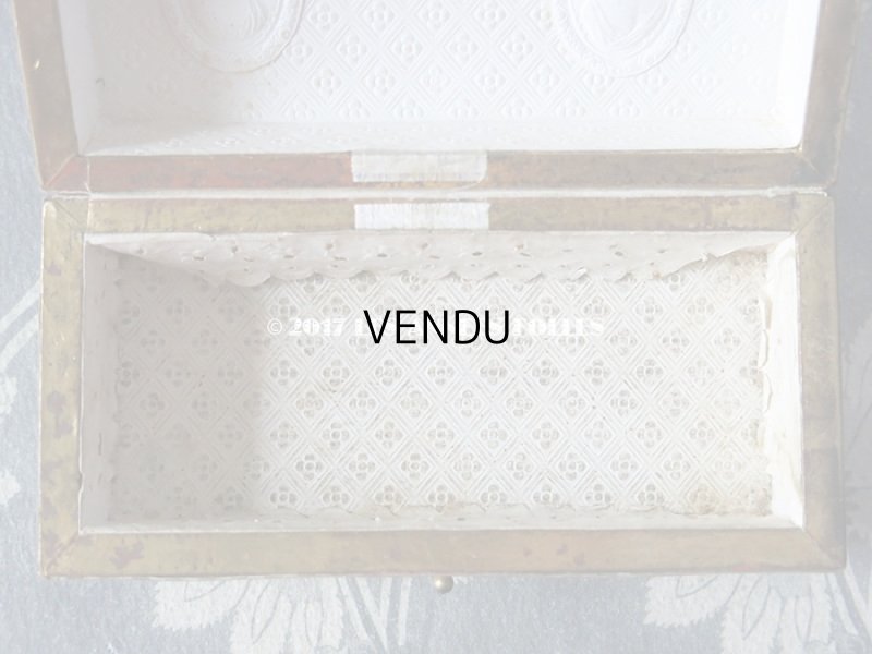 画像13: 19世紀 アンティーク ナポレオン3世時代 お菓子箱 木箱 ドラジェ & チョコレート 黒＆ミントグリーンのストライプ