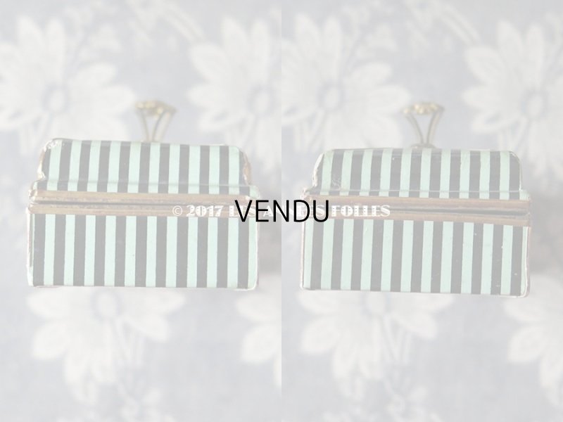 画像8: 19世紀 アンティーク ナポレオン3世時代 お菓子箱 木箱 ドラジェ & チョコレート 黒＆ミントグリーンのストライプ