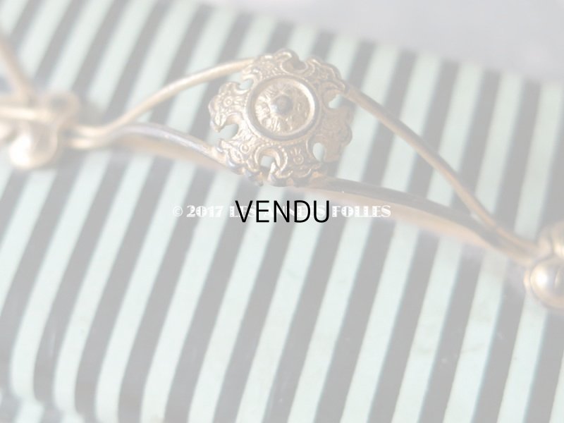 画像9: 19世紀 アンティーク ナポレオン3世時代 お菓子箱 木箱 ドラジェ & チョコレート 黒＆ミントグリーンのストライプ