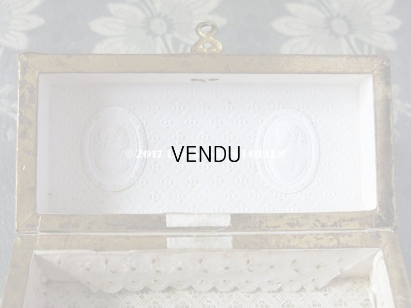 画像12: 19世紀 アンティーク ナポレオン3世時代 お菓子箱 木箱 ドラジェ & チョコレート 黒＆ミントグリーンのストライプ