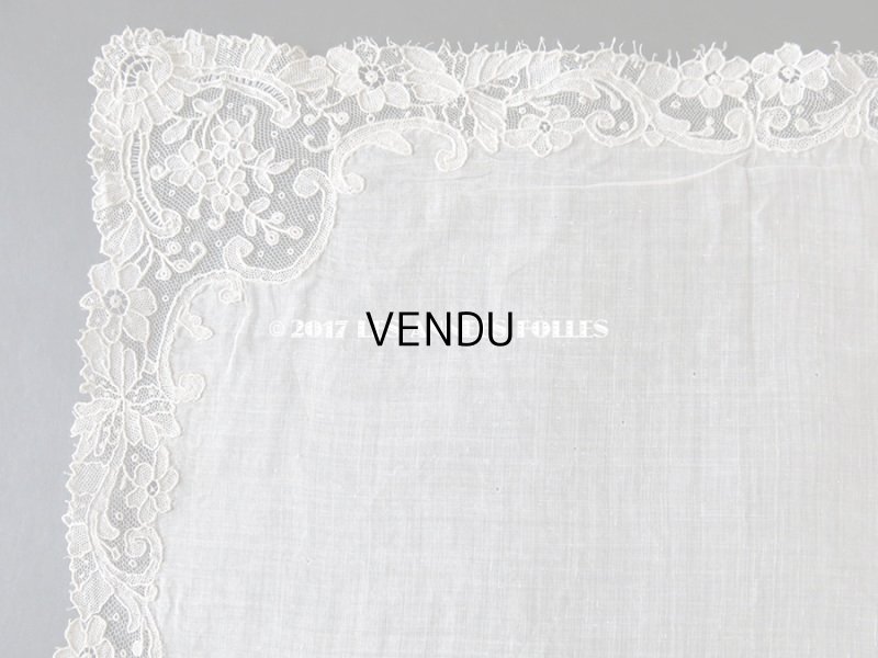 画像3: 19世紀末 アンティーク 結婚式のハンカチ ポワンドガーズのレース モノグラム 【Y.J】  『ポワン・ド・ガーズ』