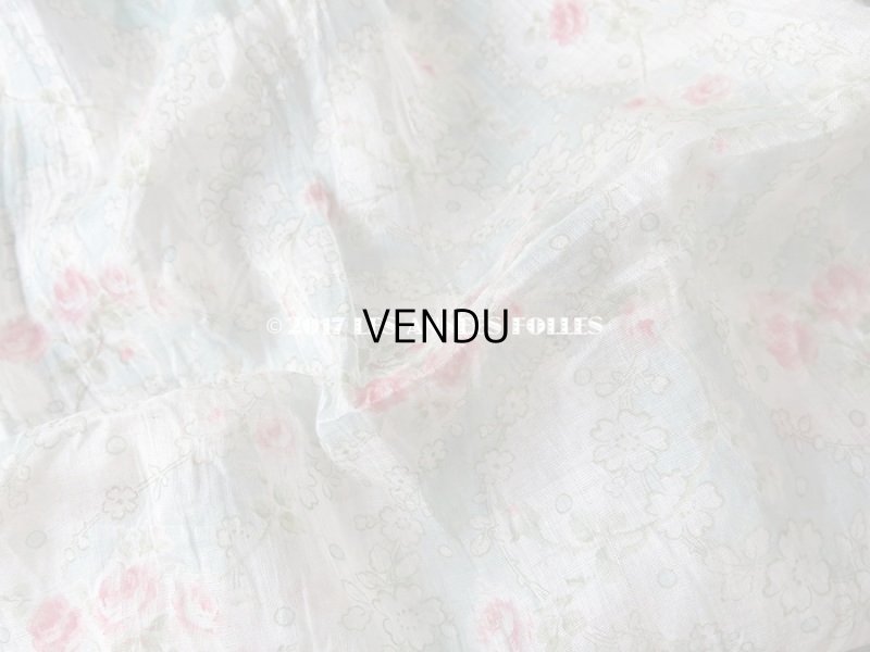 画像7: 1920年代 アンティーク  オーガンジー ピンクの薔薇のプリント ファブリック 60×43(36)cm