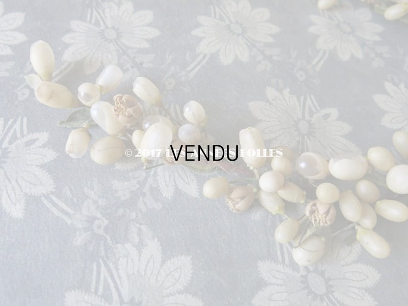 画像6: 19世紀 アンティーク 吹き硝子製 ワックスフラワーのヘッドリース & ブローチ2点 ウェディング 結婚式 ティアラ