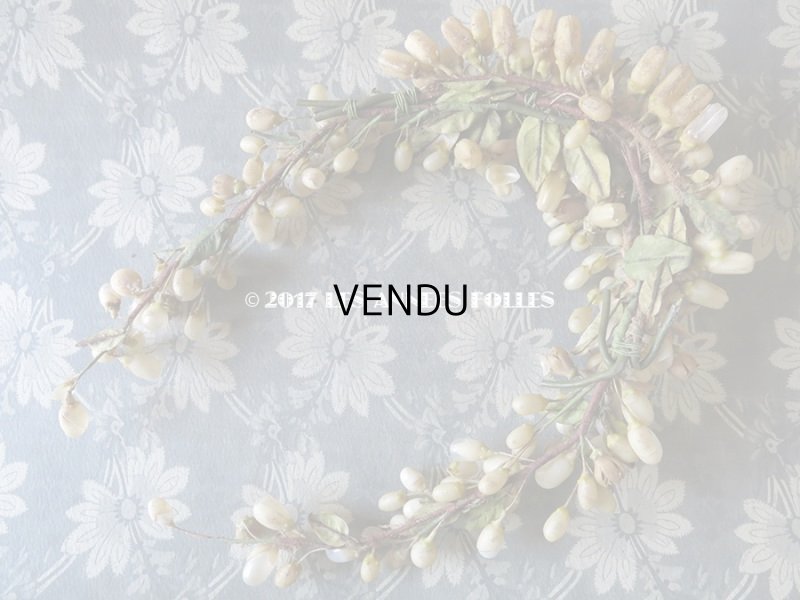 画像4: 19世紀 アンティーク 吹き硝子製 ワックスフラワーのヘッドリース & ブローチ2点 ウェディング 結婚式 ティアラ