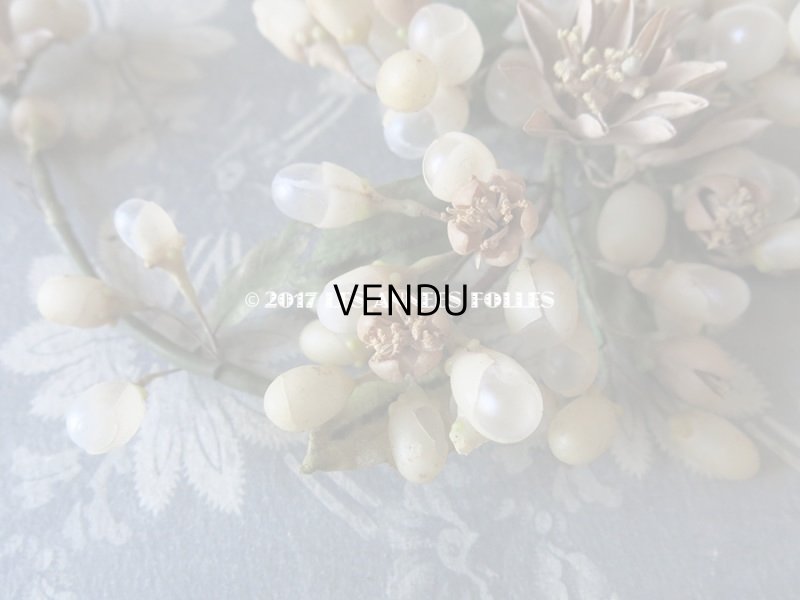 画像16: 19世紀 アンティーク 吹き硝子製 ワックスフラワーのヘッドリース & ブローチ2点 ウェディング 結婚式 ティアラ