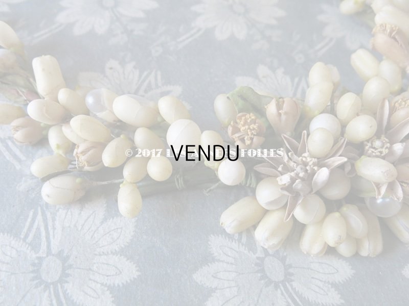 画像7: 19世紀 アンティーク 吹き硝子製 ワックスフラワーのヘッドリース & ブローチ2点 ウェディング 結婚式 ティアラ