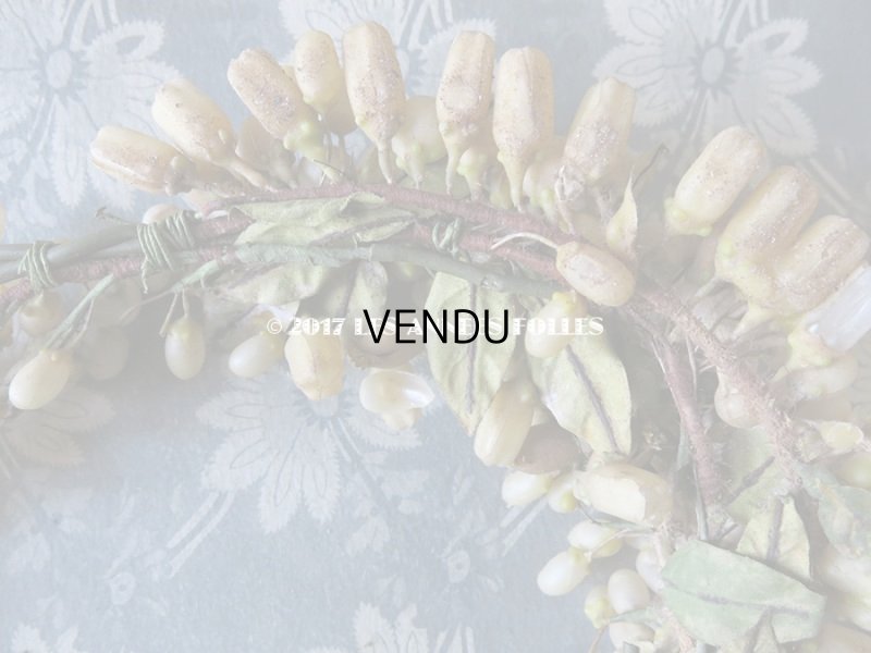 画像5: 19世紀 アンティーク 吹き硝子製 ワックスフラワーのヘッドリース & ブローチ2点 ウェディング 結婚式 ティアラ