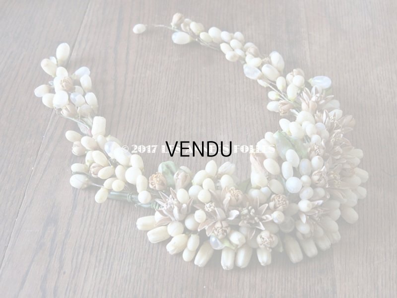 画像3: 19世紀 アンティーク 吹き硝子製 ワックスフラワーのヘッドリース & ブローチ2点 ウェディング 結婚式 ティアラ