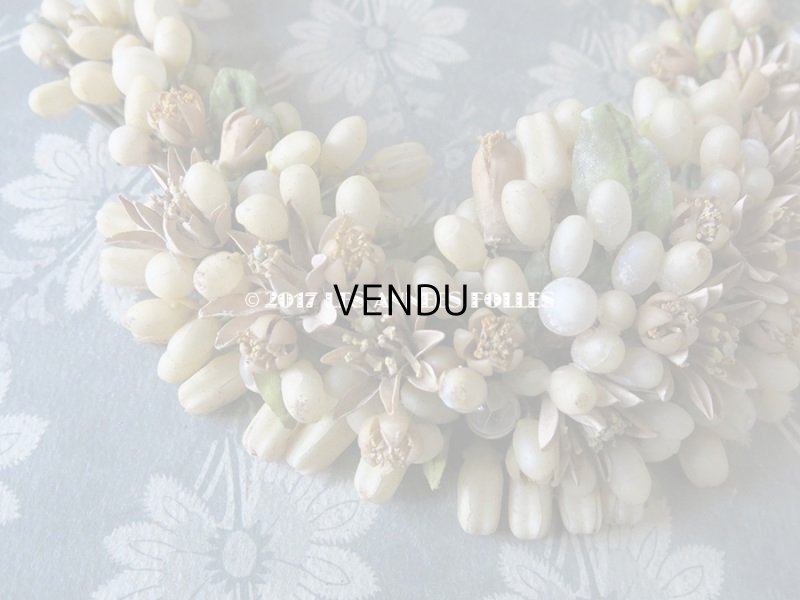 画像8: 19世紀 アンティーク 吹き硝子製 ワックスフラワーのヘッドリース & ブローチ2点 ウェディング 結婚式 ティアラ