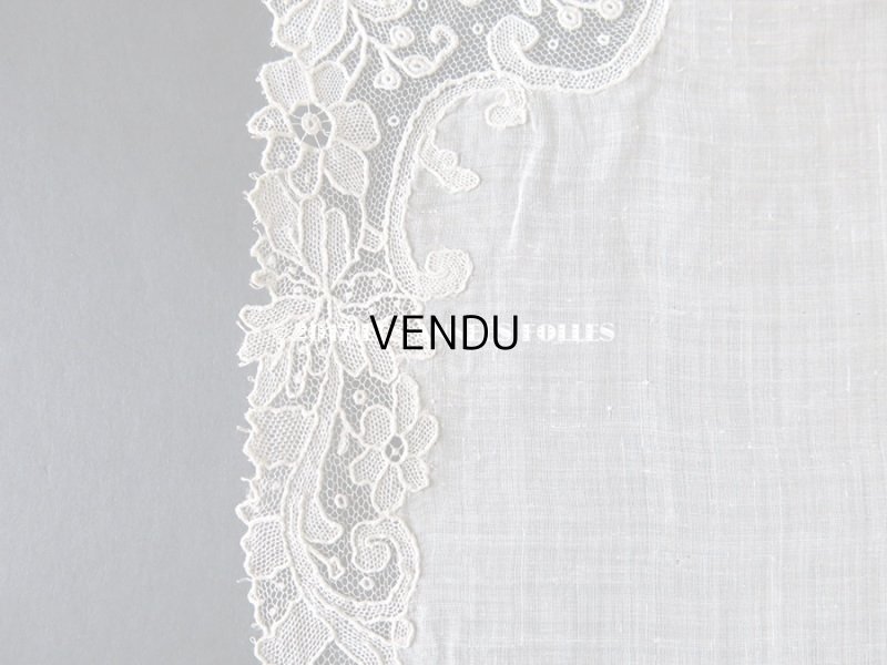 画像14: 19世紀末 アンティーク 結婚式のハンカチ ポワンドガーズのレース モノグラム 【Y.J】  『ポワン・ド・ガーズ』