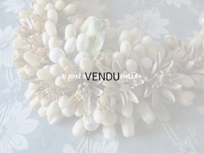 画像9: 19世紀 アンティーク 吹き硝子製 ワックスフラワーのヘッドリース & ブローチ2点 ウェディング 結婚式 ティアラ