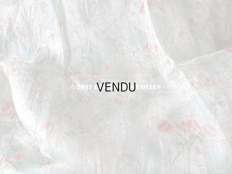 画像6: 1920年代 アンティーク  オーガンジー ピンクの薔薇のプリント ファブリック 60×43(36)cm