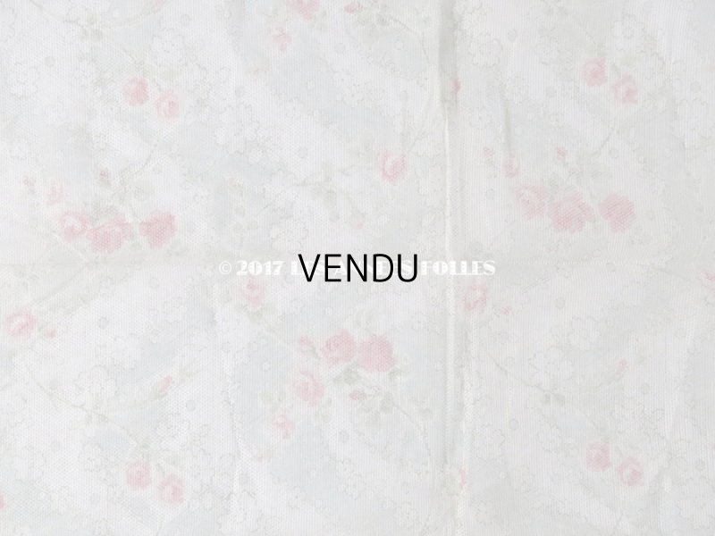 画像4: 1920年代 アンティーク  チュール地 ピンクの薔薇のプリント ファブリック 74×43cm