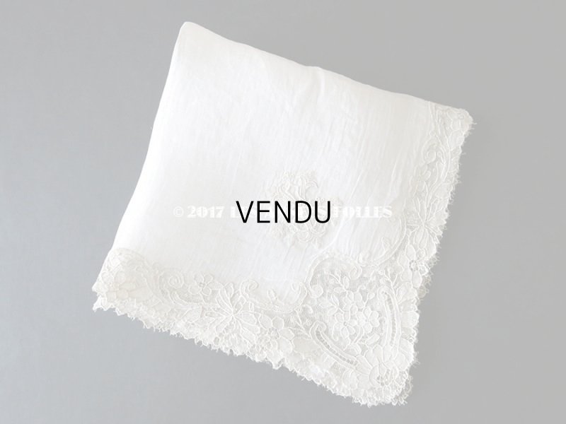 画像7: 19世紀末 アンティーク 結婚式のハンカチ ポワンドガーズのレース モノグラム 【Y.J】  『ポワン・ド・ガーズ』