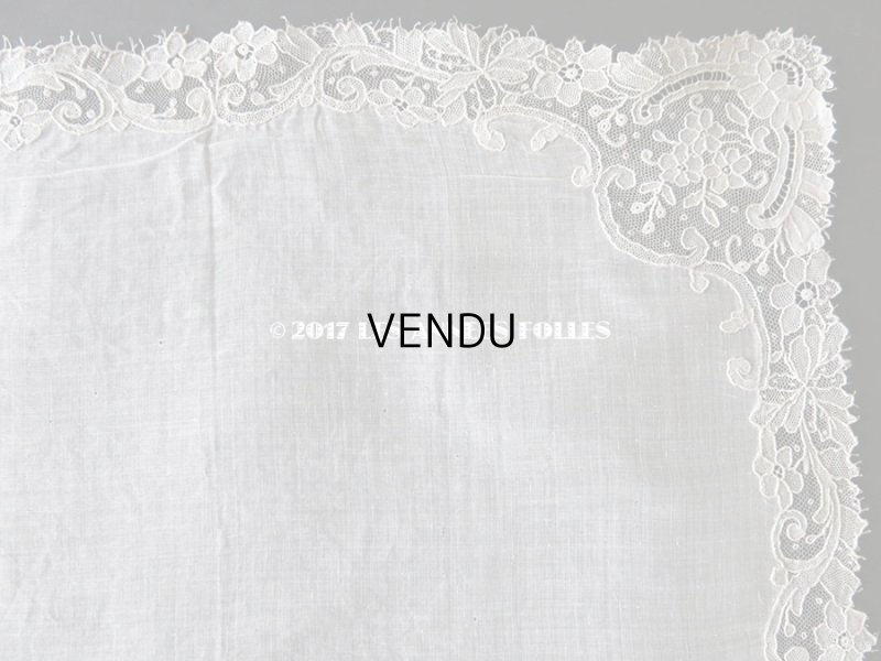 画像4: 19世紀末 アンティーク 結婚式のハンカチ ポワンドガーズのレース モノグラム 【Y.J】  『ポワン・ド・ガーズ』