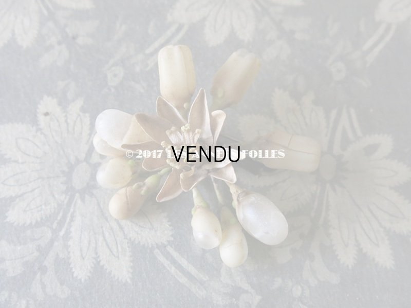 画像18: 19世紀 アンティーク 吹き硝子製 ワックスフラワーのヘッドリース & ブローチ2点 ウェディング 結婚式 ティアラ