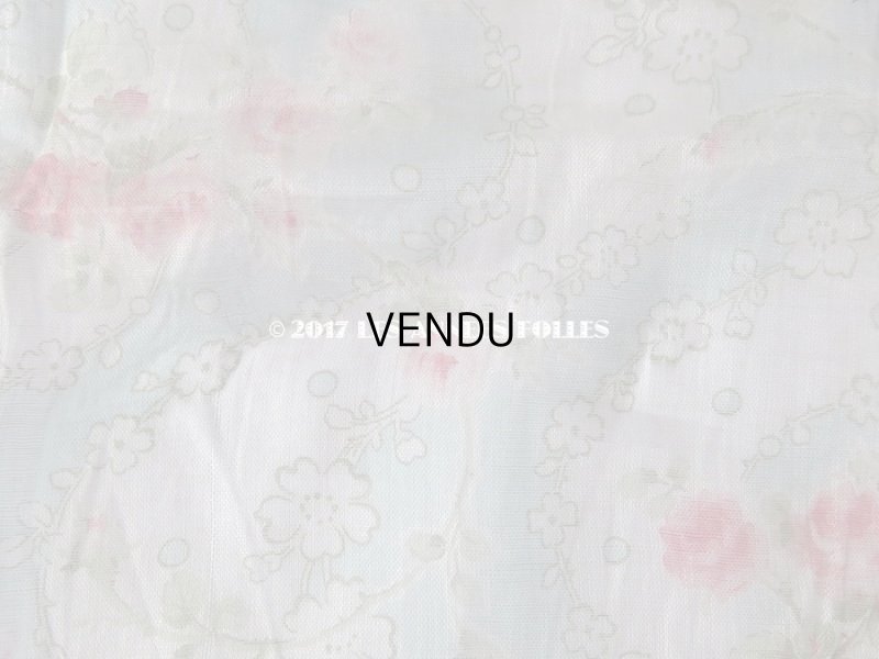 画像5: 1920年代 アンティーク  オーガンジー ピンクの薔薇のプリント ファブリック 60×43(36)cm