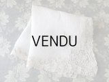 19世紀末 アンティーク 結婚式のハンカチ ポワンドガーズのレース モノグラム 【Y.J】  『ポワン・ド・ガーズ』