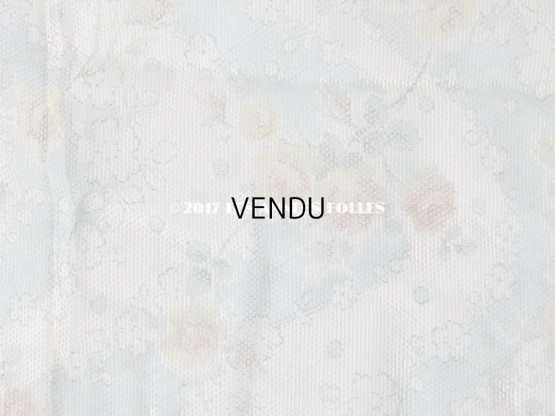 画像3: 1920年代 アンティーク  チュール地 黄色の薔薇のプリント ファブリック 74×43cm