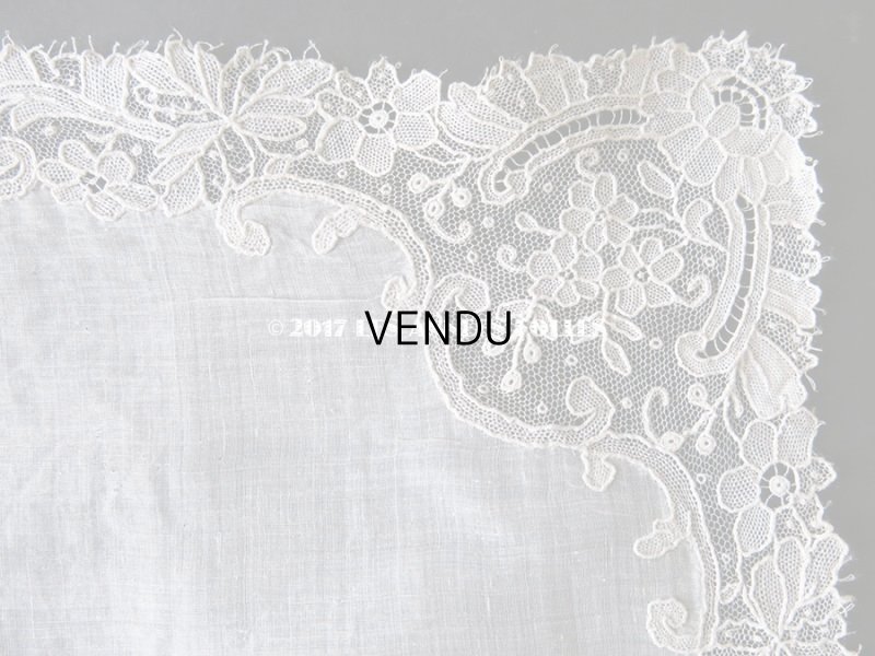 画像13: 19世紀末 アンティーク 結婚式のハンカチ ポワンドガーズのレース モノグラム 【Y.J】  『ポワン・ド・ガーズ』