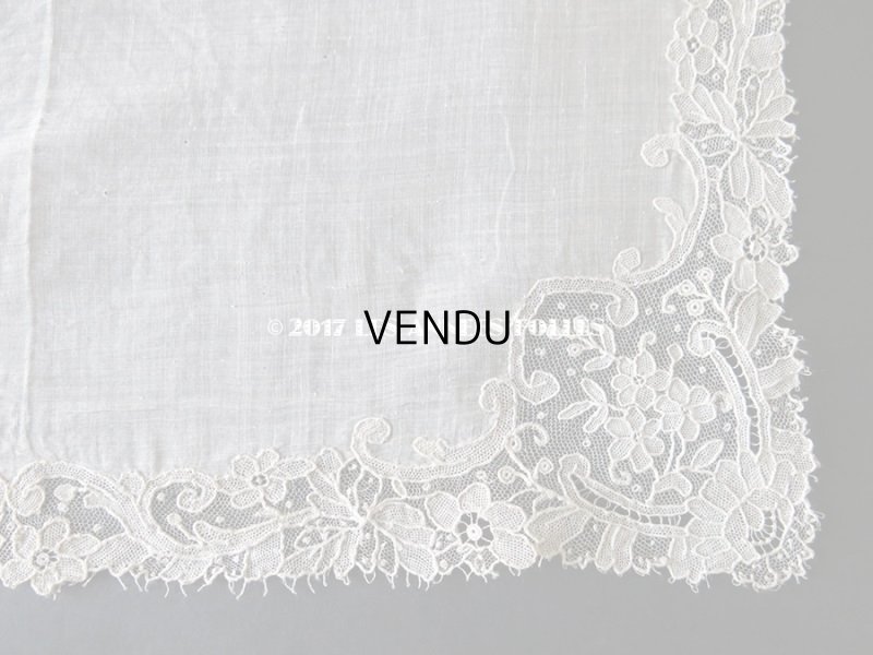 画像10: 19世紀末 アンティーク 結婚式のハンカチ ポワンドガーズのレース モノグラム 【Y.J】  『ポワン・ド・ガーズ』