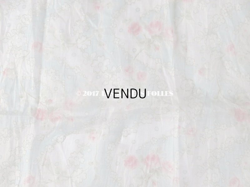 画像4: 1920年代 アンティーク  オーガンジー ピンクの薔薇のプリント ファブリック 60×43(36)cm