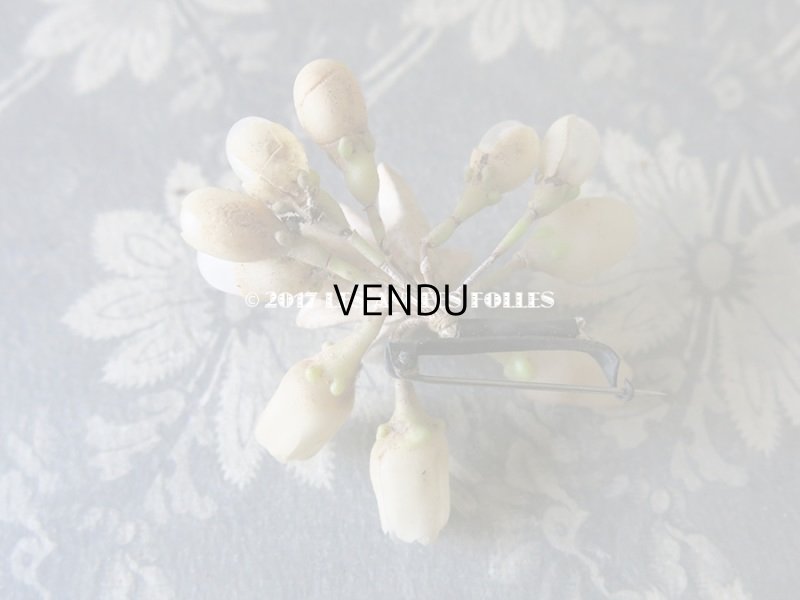 画像20: 19世紀 アンティーク 吹き硝子製 ワックスフラワーのヘッドリース & ブローチ2点 ウェディング 結婚式 ティアラ