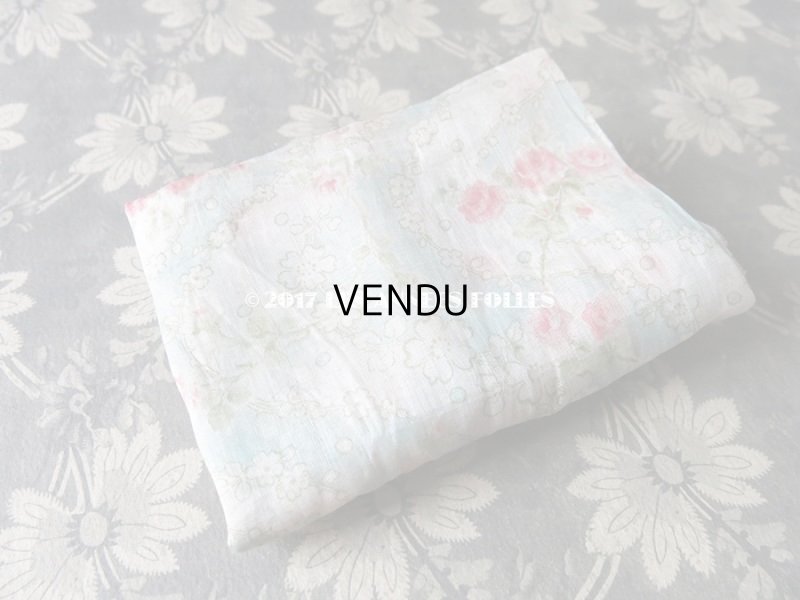 画像3: 1920年代 アンティーク  オーガンジー ピンクの薔薇のプリント ファブリック 60×43(36)cm