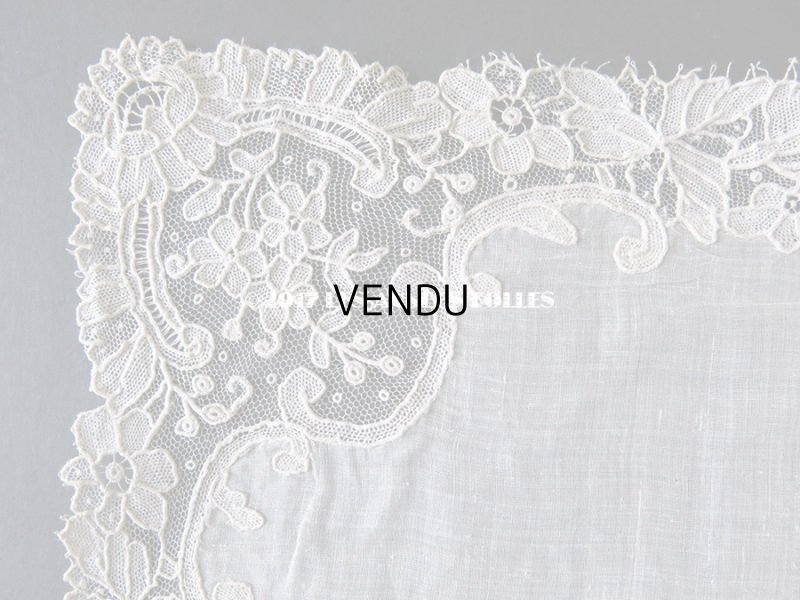 画像11: 19世紀末 アンティーク 結婚式のハンカチ ポワンドガーズのレース モノグラム 【Y.J】  『ポワン・ド・ガーズ』