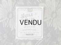 アンティーク パフュームラベル HUILE DE QUININE SUPERFINE  - HARMELLE PARIS -