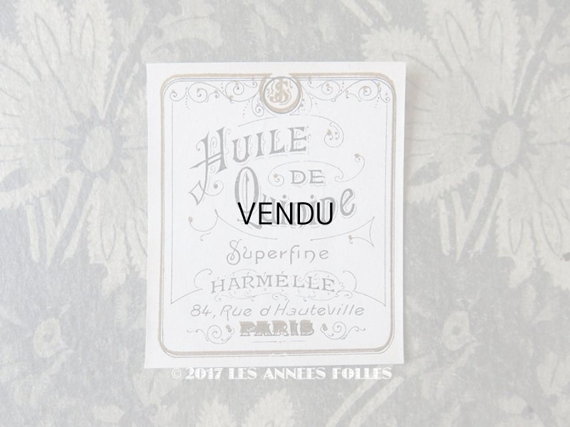 画像1: アンティーク パフュームラベル HUILE DE QUININE SUPERFINE  - HARMELLE PARIS -