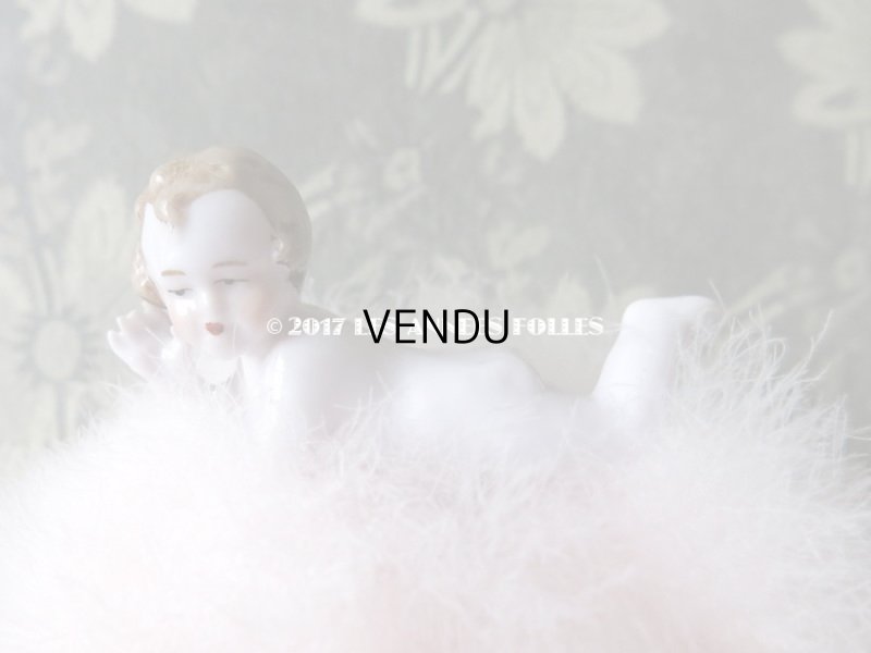 画像6: アンティーク パフ 白鳥の羽根 & BEBEのセラミック人形