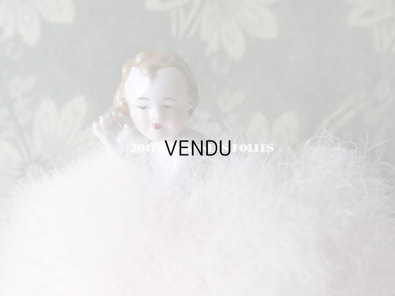 画像7: アンティーク パフ 白鳥の羽根 & BEBEのセラミック人形