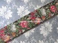 画像2: 19世紀 アンティーク シルク製  グログランリボン ぼかし織り 薔薇模様 0.45 & 0.43m (2)