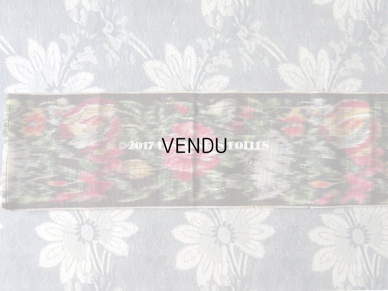 画像6: 19世紀 アンティーク シルク製  グログランリボン ぼかし織り 薔薇模様 0.45 & 0.43m