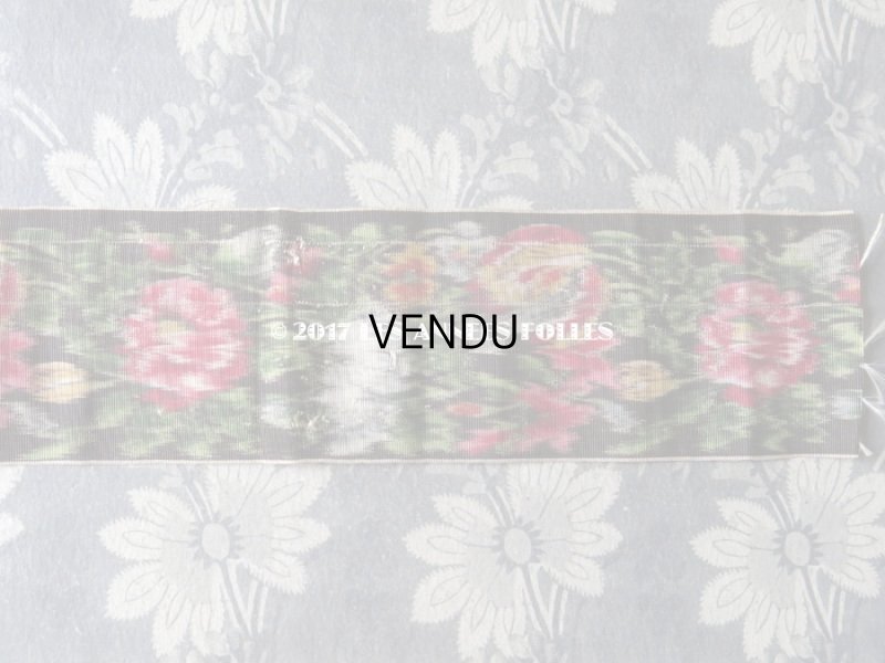 画像7: 19世紀 アンティーク シルク製  グログランリボン ぼかし織り 薔薇模様 0.45 & 0.43m