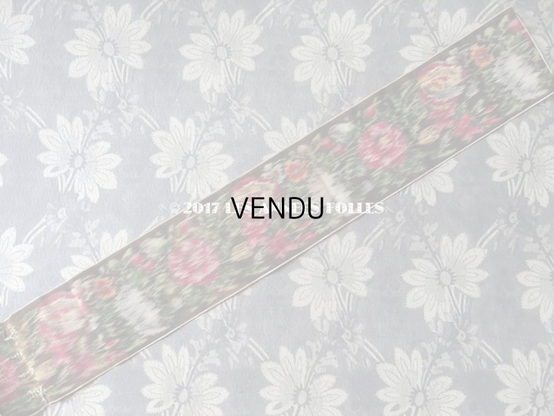 画像5: 19世紀 アンティーク シルク製  グログランリボン ぼかし織り 薔薇模様 0.45 & 0.43m