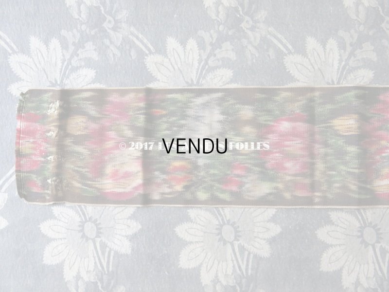 画像8: 19世紀 アンティーク シルク製  グログランリボン ぼかし織り 薔薇模様 0.45 & 0.43m