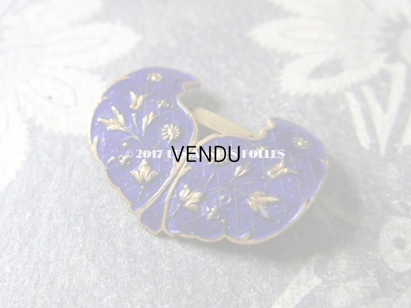 画像7: 19世紀 アンティーク シューバックル　青紫のエナメル シューズ用バックル  2点セット