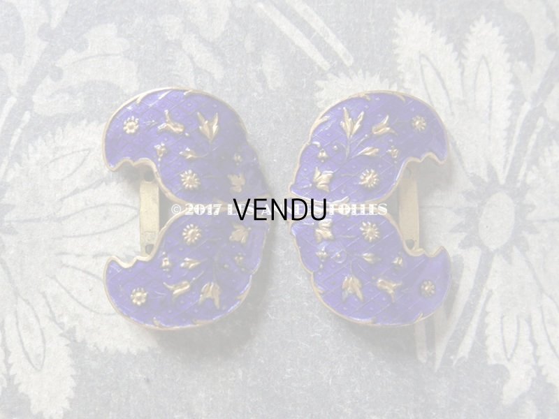 画像3: 19世紀 アンティーク シューバックル　青紫のエナメル シューズ用バックル  2点セット