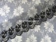 画像5: 19世紀 アンティーク シルク製オーガンジーのレース 花模様 黒 (5)